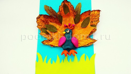 «Павлин» — аппликация из природного материала