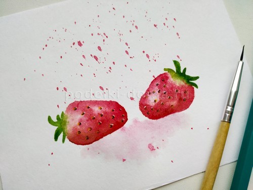 Как нарисовать клубнику акварелью