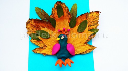 «Павлин» — аппликация из природного материала