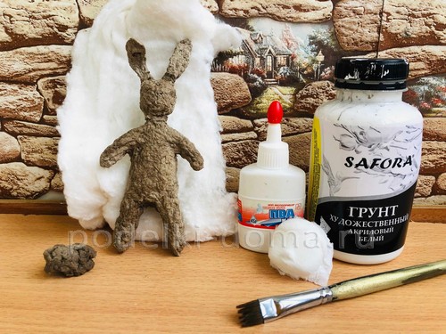 Ёлочная игрушка Зайка в технике ватного папье-маше Ёлочная игрушка Зайка в технике ватного папье-маше