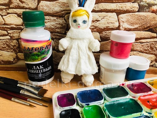 Ёлочная игрушка Зайка в технике ватного папье-маше Ёлочная игрушка Зайка в технике ватного папье-маше