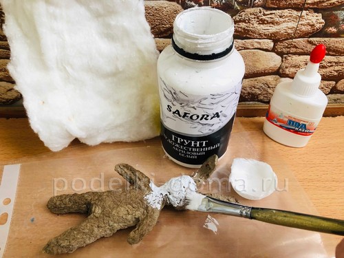 Ёлочная игрушка Зайка в технике ватного папье-маше Ёлочная игрушка Зайка в технике ватного папье-маше