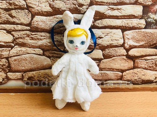 Ёлочная игрушка Зайка в технике ватного папье-маше Ёлочная игрушка Зайка в технике ватного папье-маше