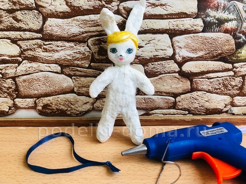 Ёлочная игрушка Зайка в технике ватного папье-маше Ёлочная игрушка Зайка в технике ватного папье-маше