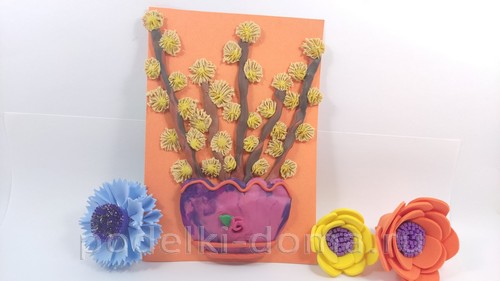 Аппликация «Верба» из пластилина