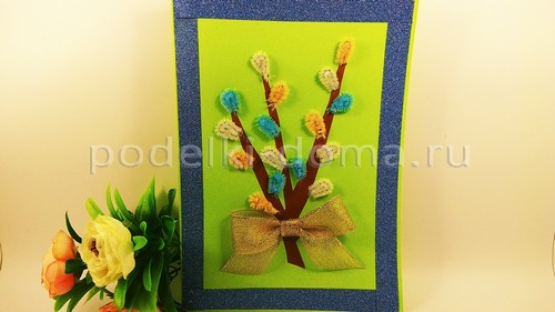 Аппликация «Верба» из пластилина