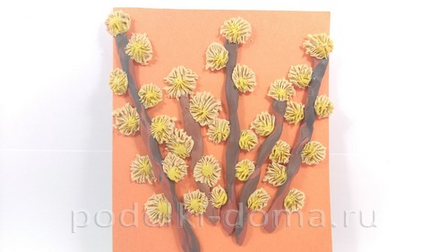 Аппликация «Верба» из пластилина