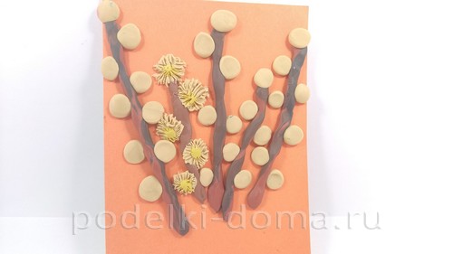 Аппликация «Верба» из пластилина
