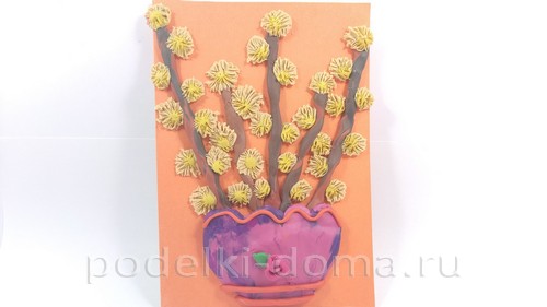 Аппликация «Верба» из пластилина